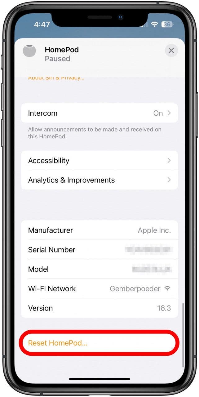 toque restablecer homepod ¿por qué mi homepod no responde?