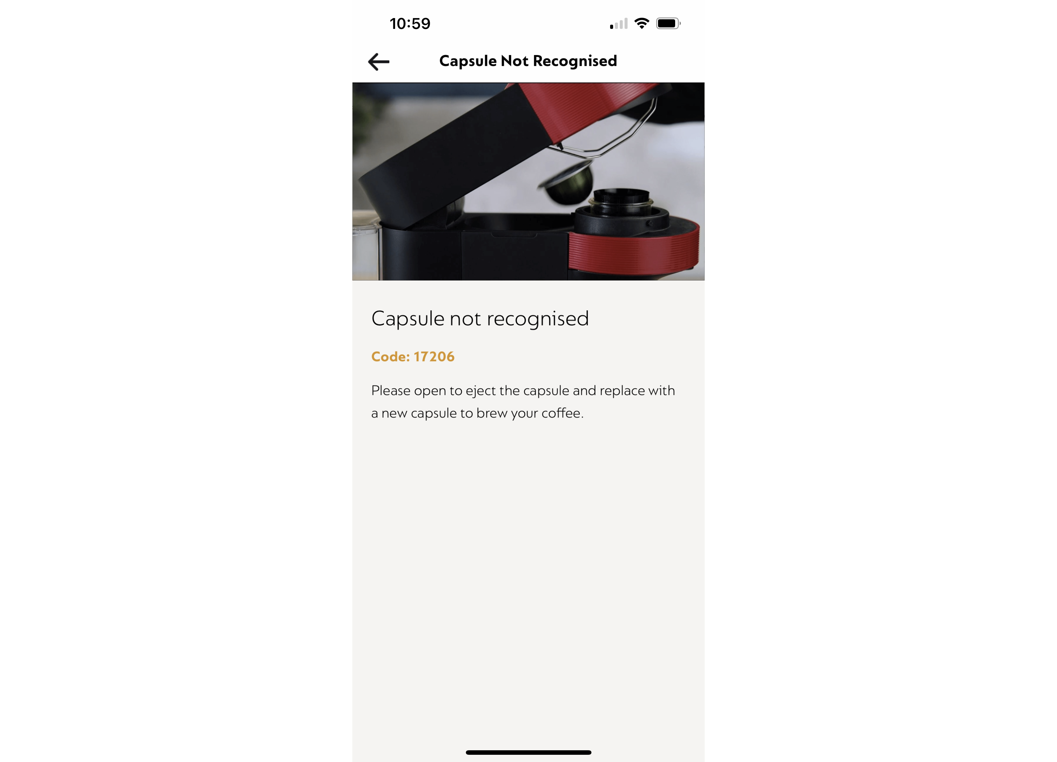 Como reparar el error de capsula Nespresso Vertuo no reconocida