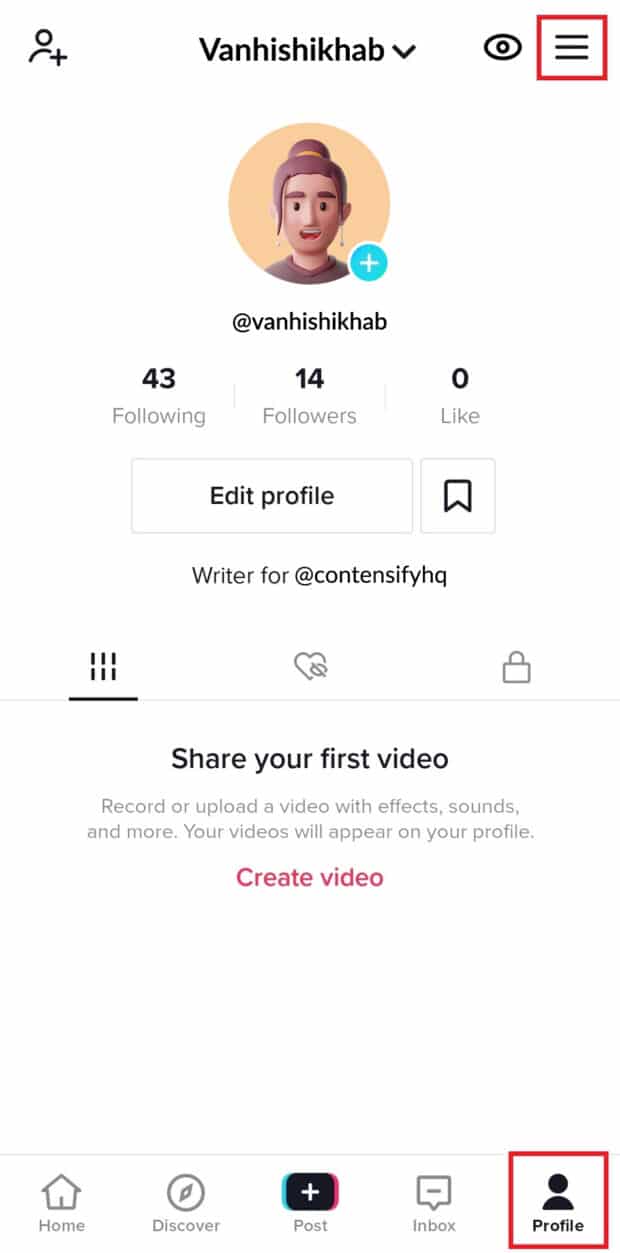 Ejemplo de perfil de TikTok