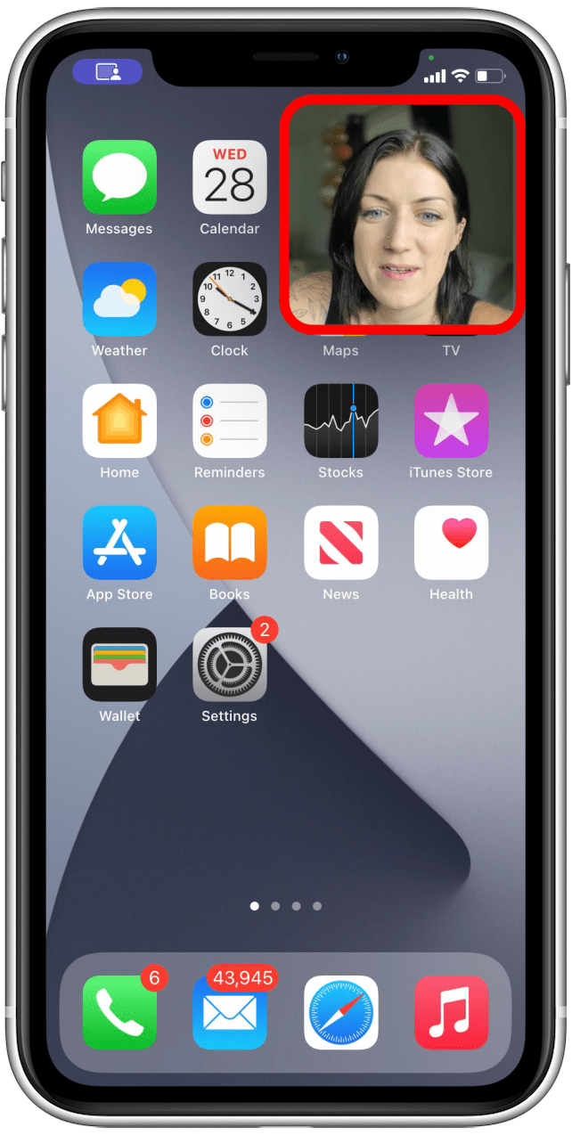 Toque el mosaico con la cara de su amigo para volver a la llamada de FaceTime.