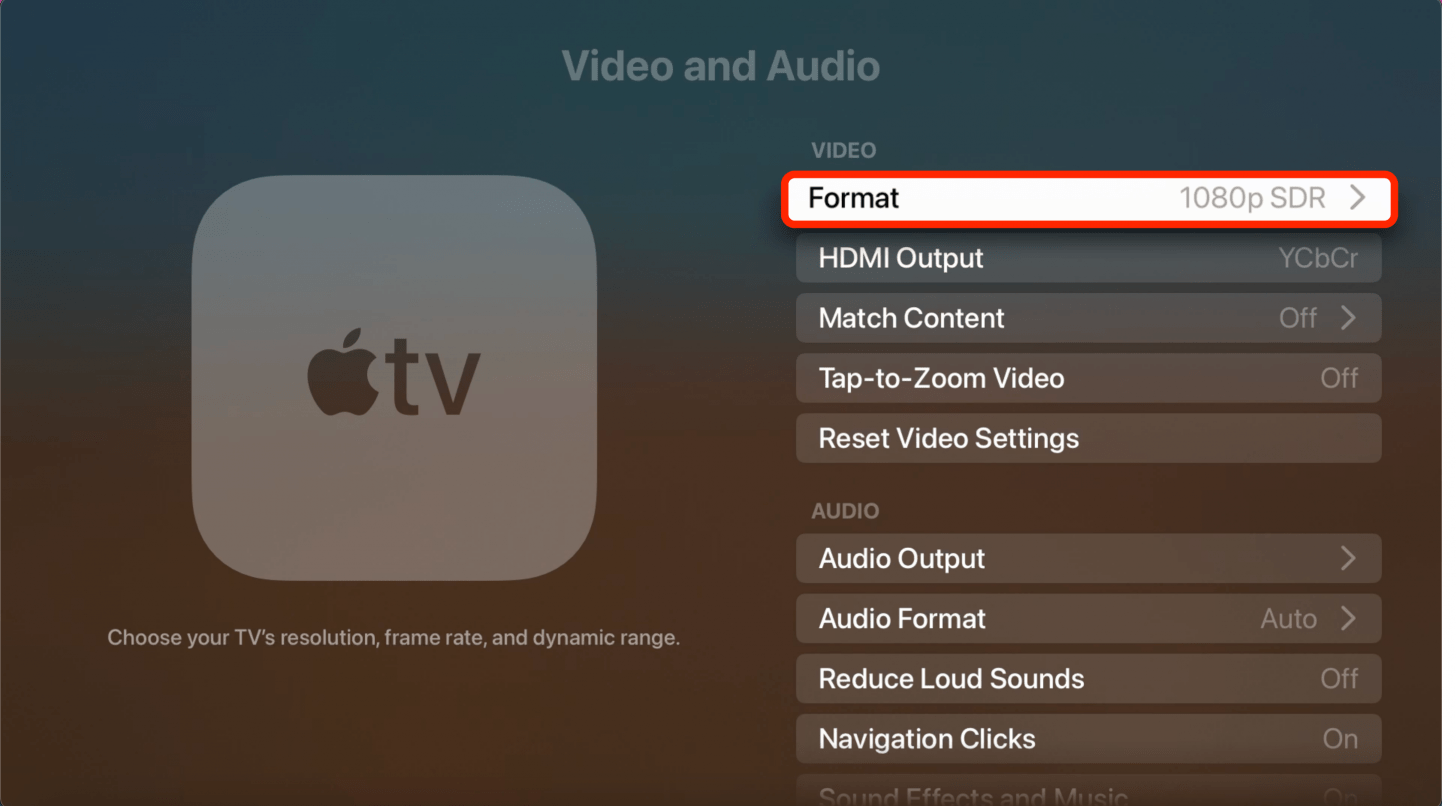 En Video, seleccione Formato.