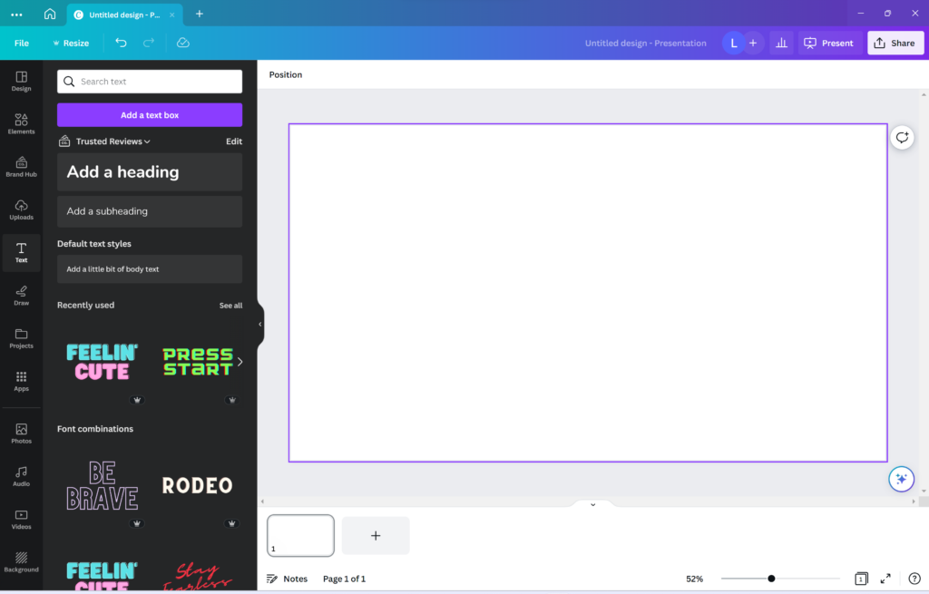 interfaz de canva