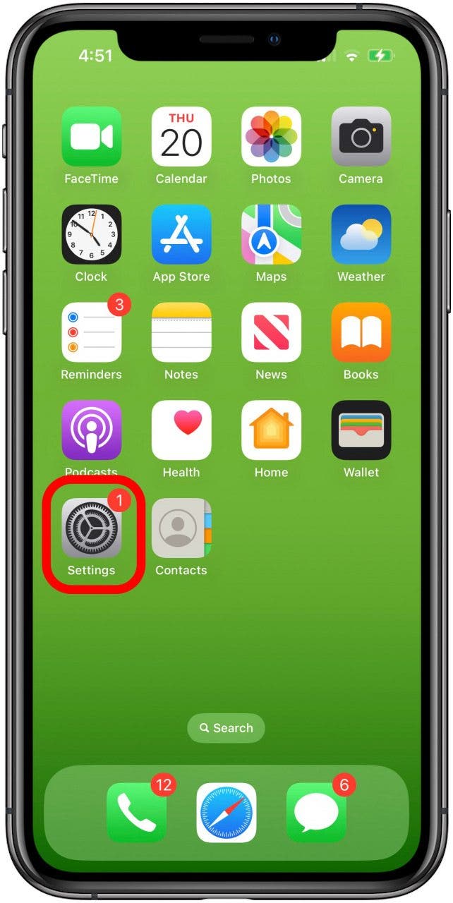aplicación de configuración de iphone