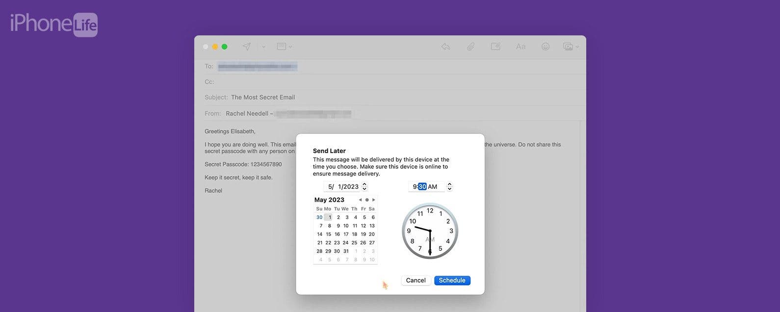 Como programar un correo electronico en Apple Mail en Mac