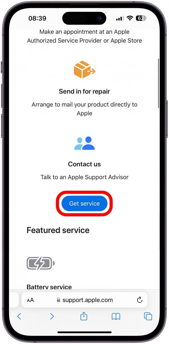 Póngase en contacto con el soporte técnico de Apple