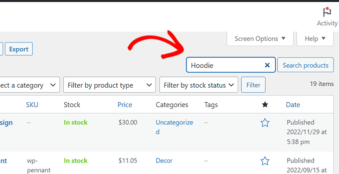 Encuentre un producto por nombre utilizando la búsqueda de productos