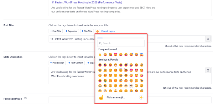 Emojis del título de la publicación