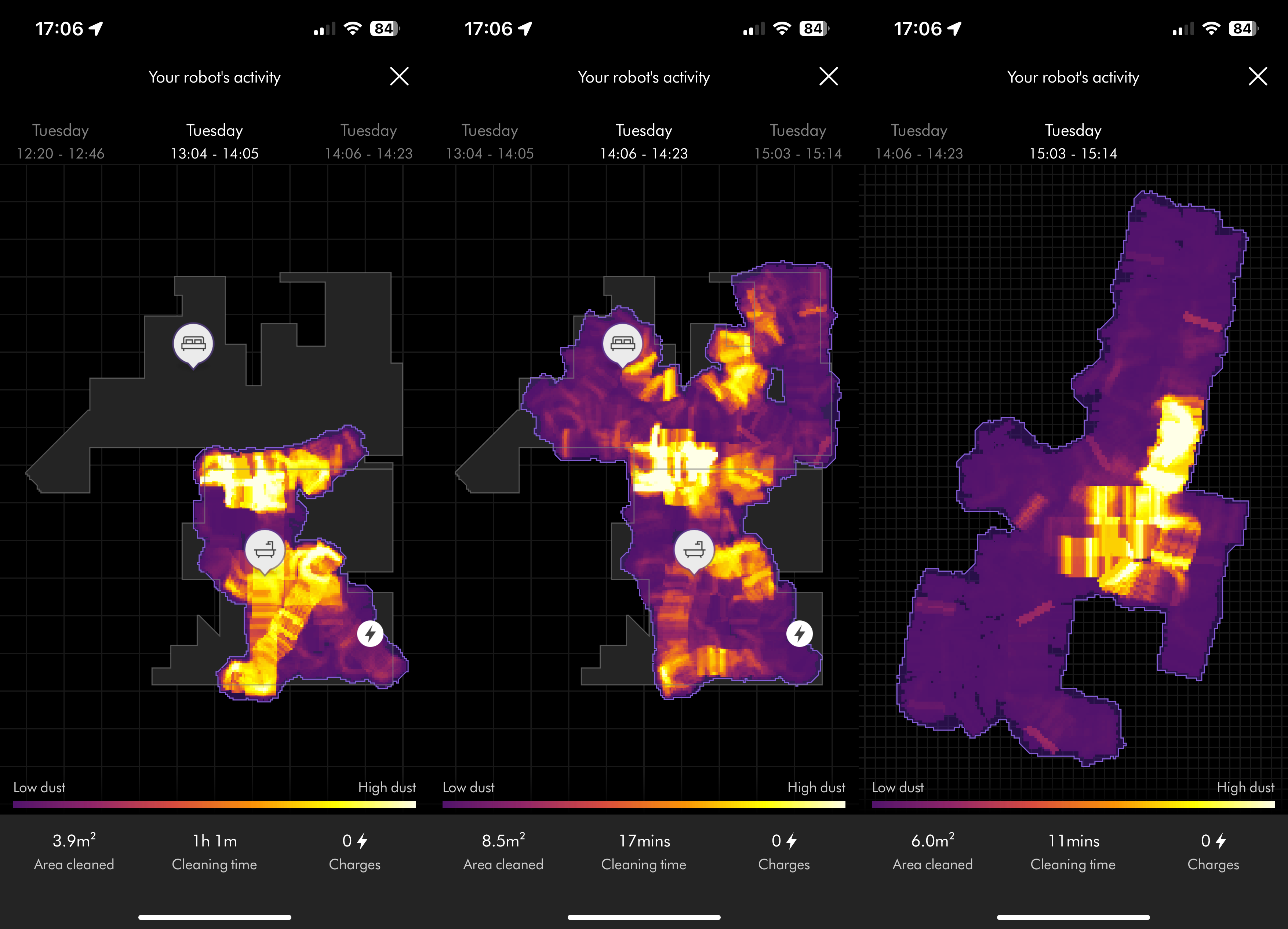 Mapa de polvo del Dyson 360 Vis Nav