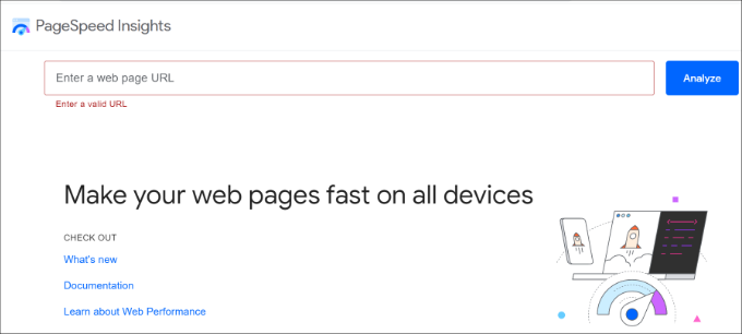 Información sobre la velocidad de la página de Google