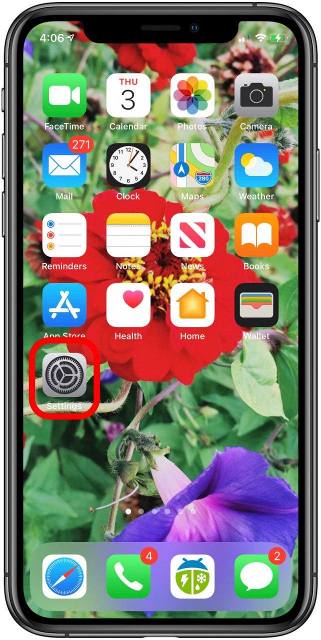 aplicación de configuración de iphone