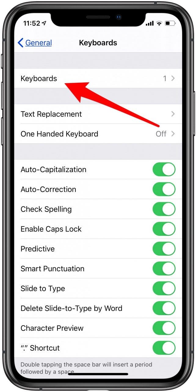 opciones del teclado del iphone