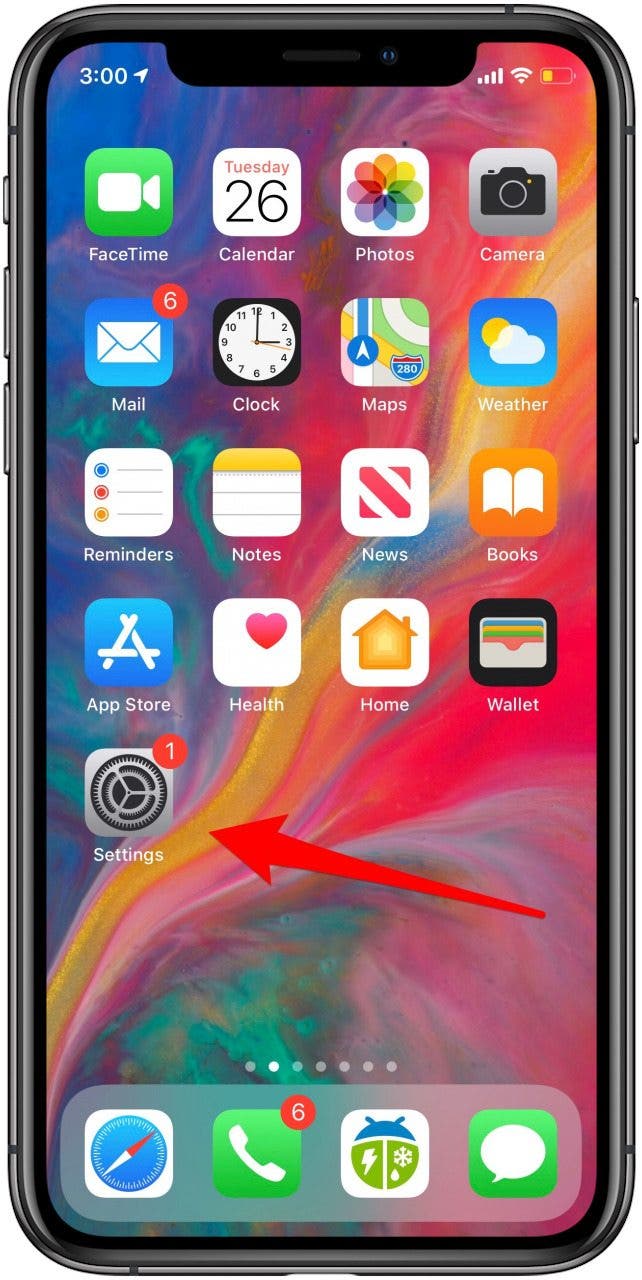 aplicación de configuración de iphone
