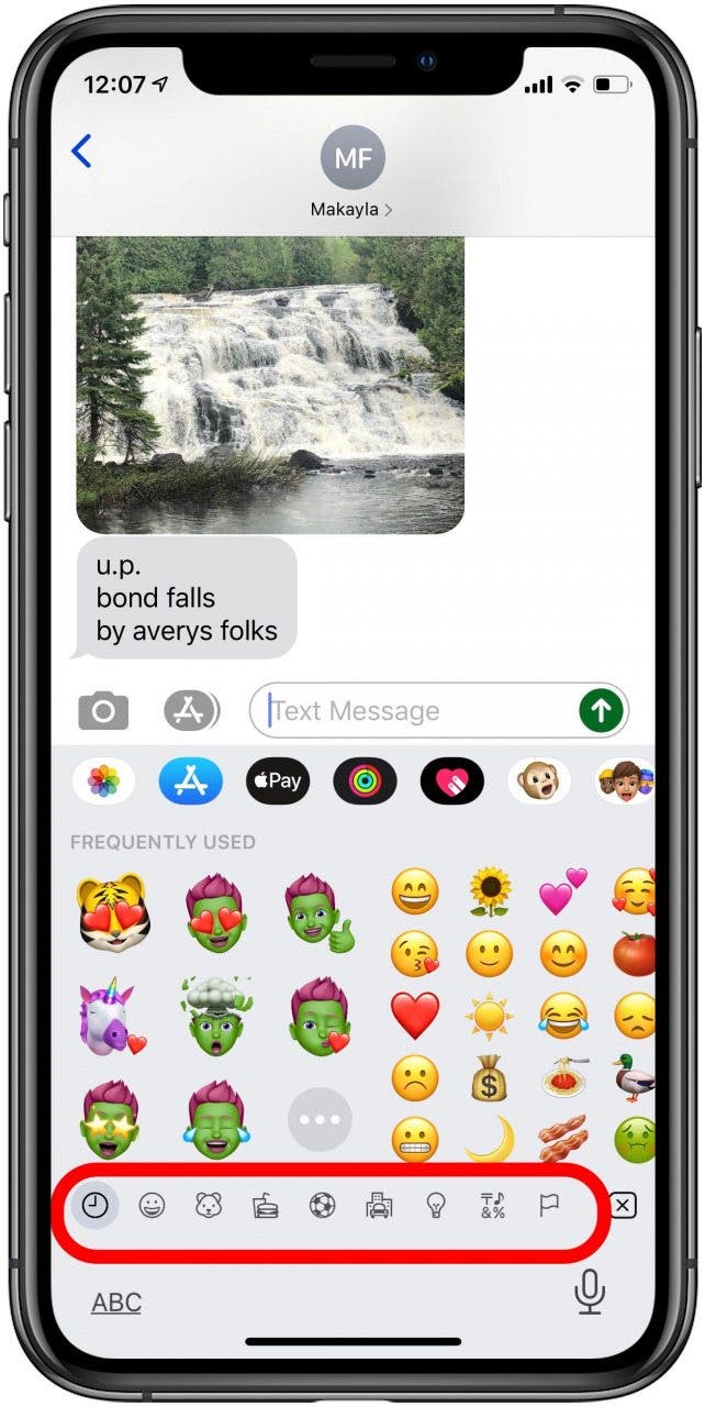 menú de emojis de iphone