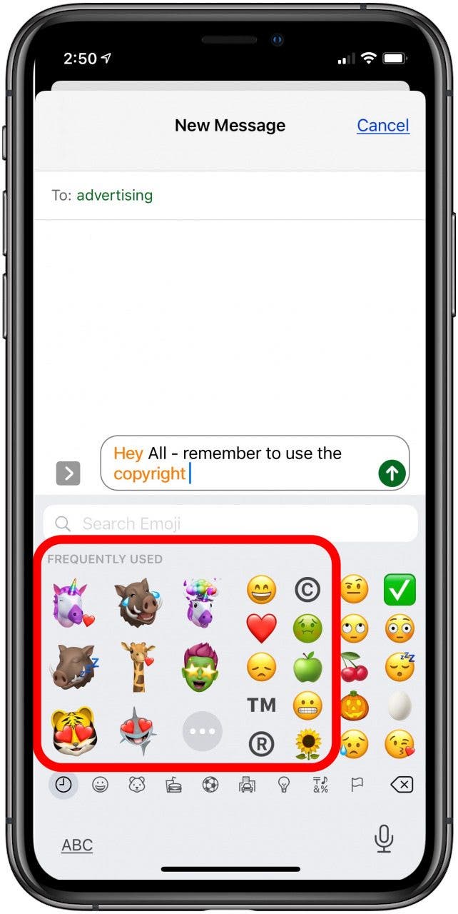 emojis de uso frecuente