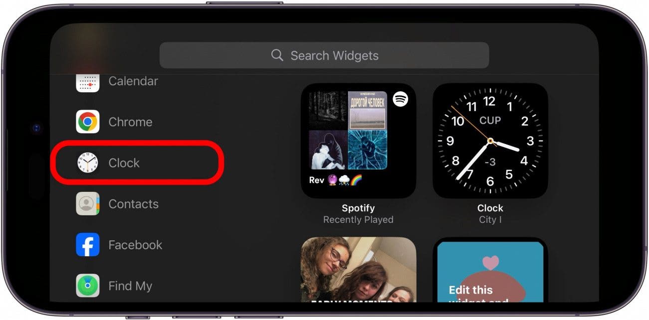 reloj digital en espera ios 17