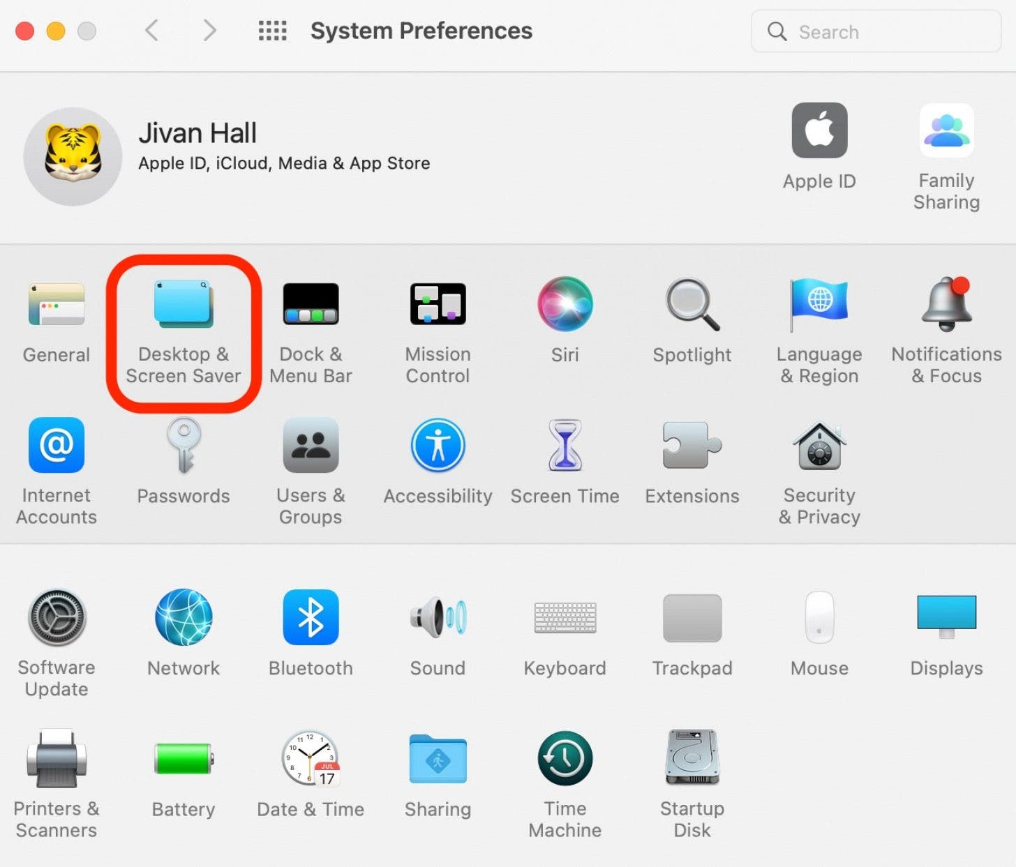 Cómo utilizar Mac Hot Corners Paso 3: escritorio y protector de pantalla