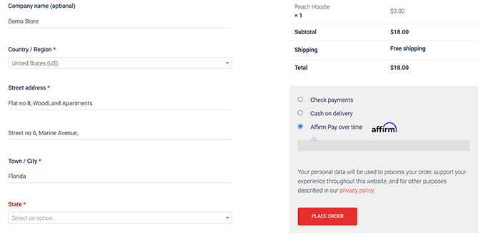 Confirmar vista previa de pago en la tienda WooCommerce