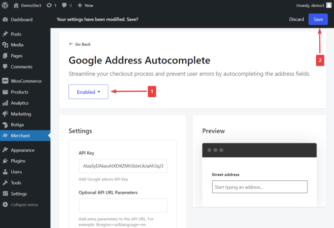 Módulo de autocompletar de direcciones de Google Merchant Pro
