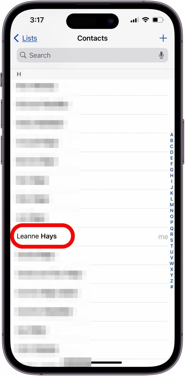 toca el botón de llamada de contacto del iPhone atenuado