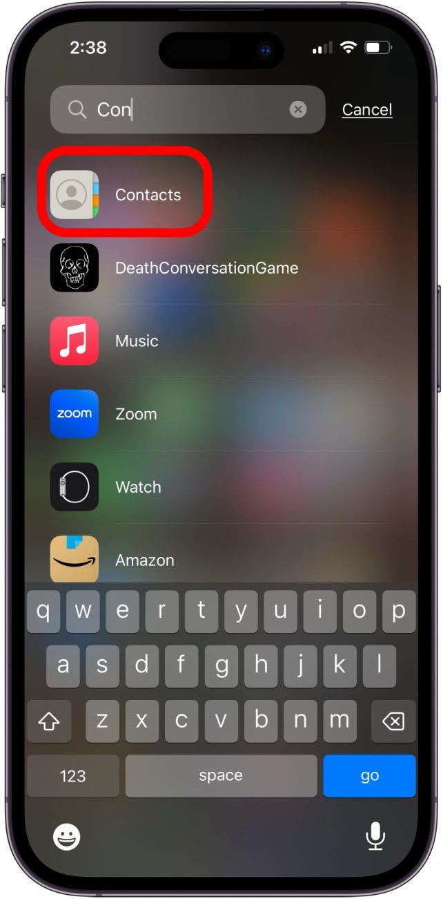 abre la aplicación de contactos en el iphone