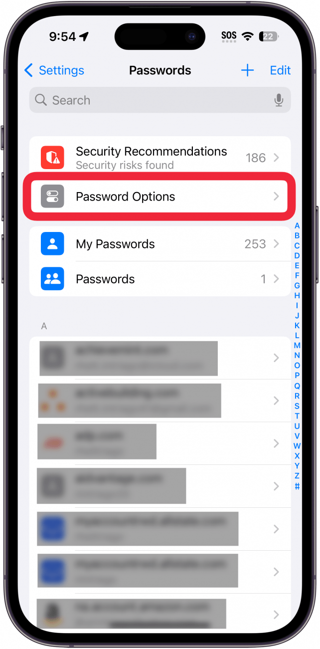 configuración de contraseña de iPhone con opciones de contraseña en un círculo rojo
