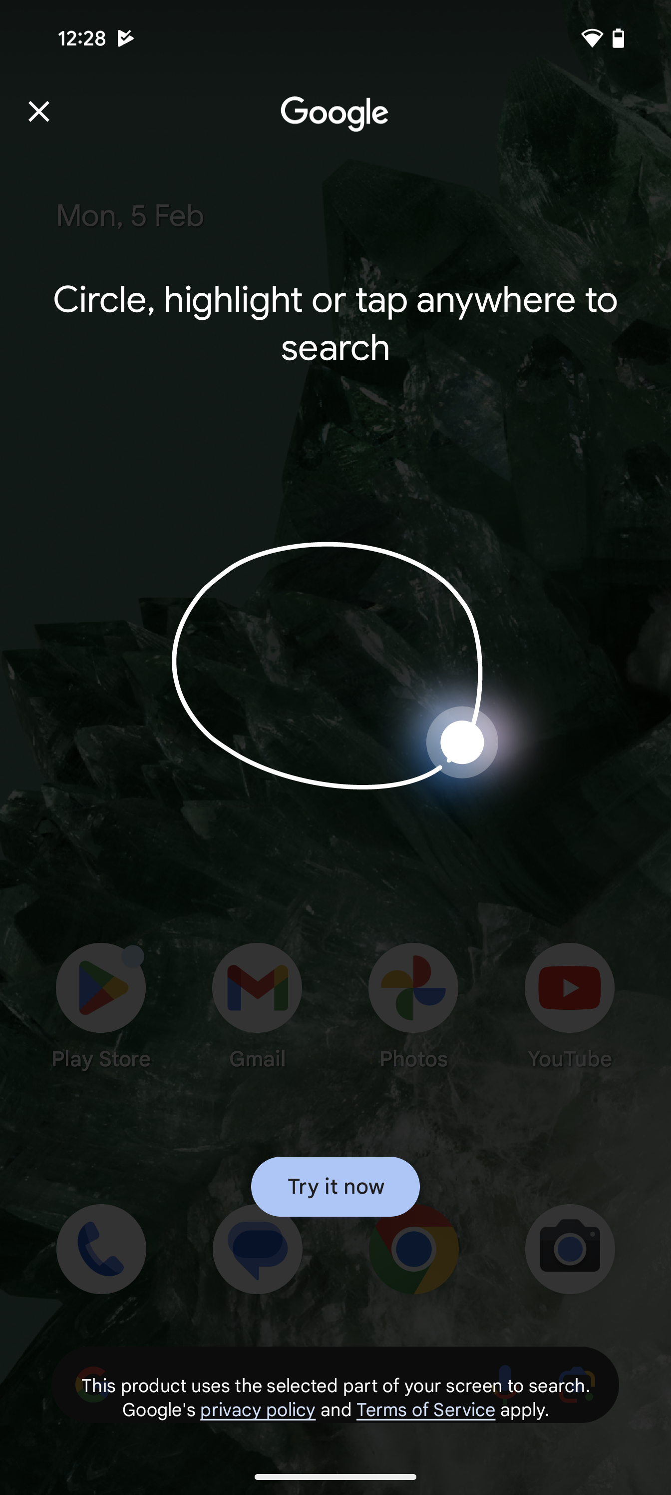 Como hacer un circulo para buscar en Android