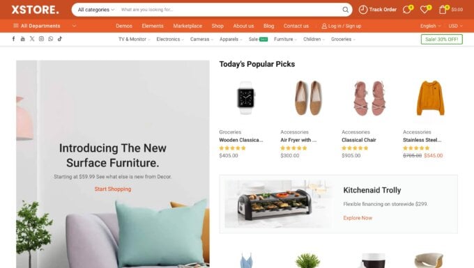 El tema XStore para Elementor.