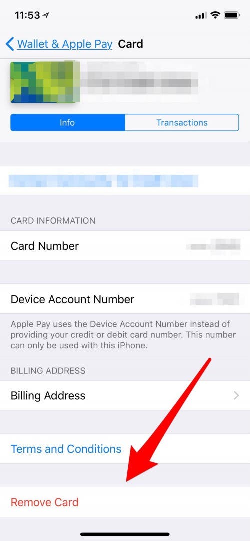 quitar tarjeta apple pay