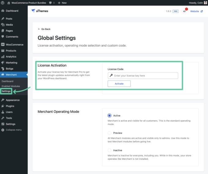 Cómo activar su licencia Merchant Pro