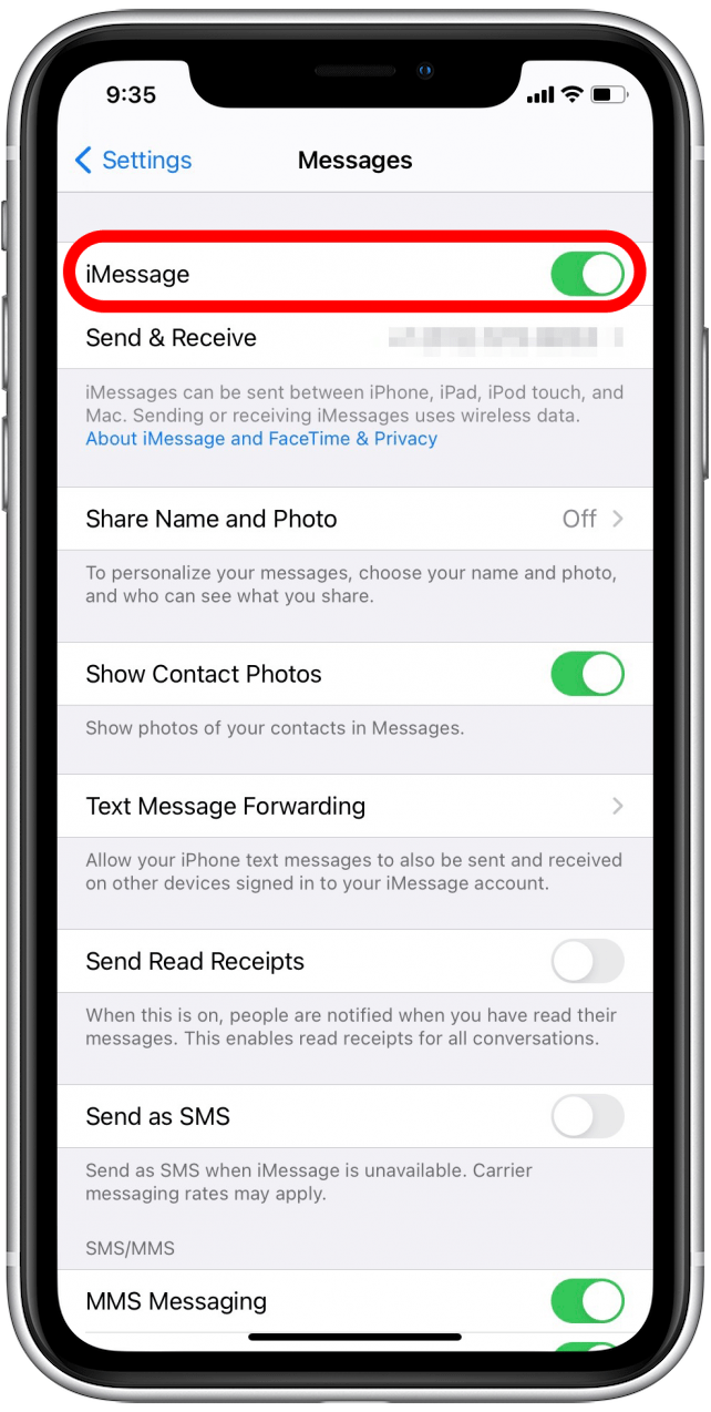 Activar iMessage