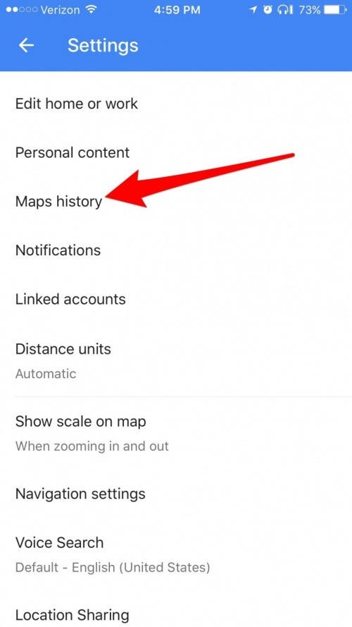Cómo borrar el historial en Google Maps.