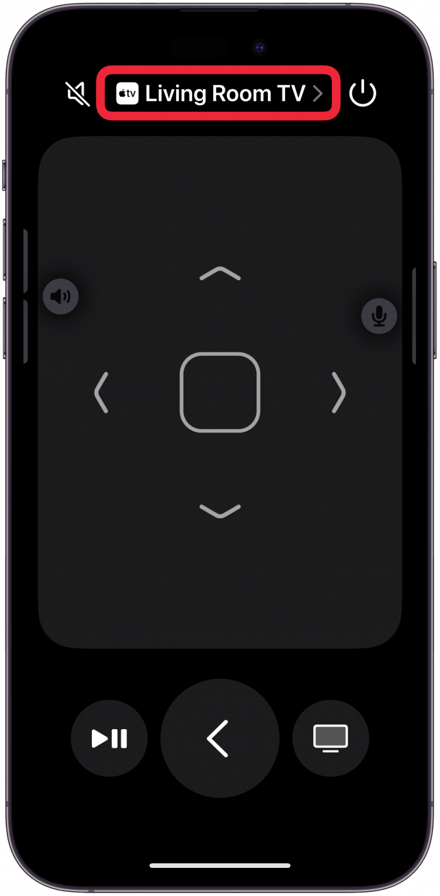 Toca el ícono del control remoto de Apple TV.