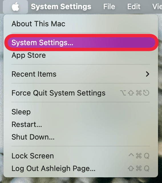 toca publicación de Apple y luego toca configuración del sistema
