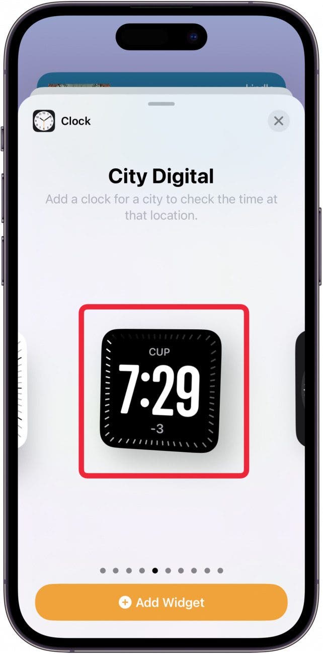 widget de reloj de manzana