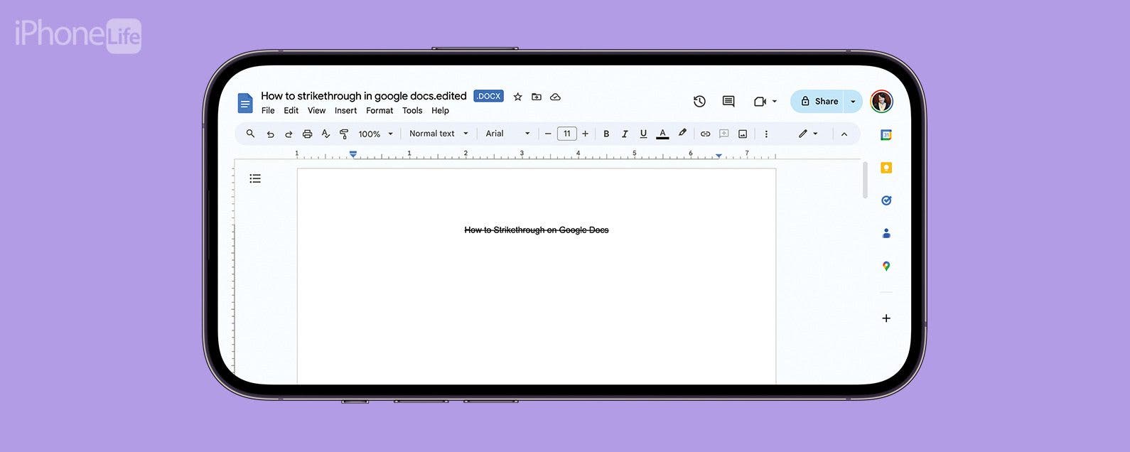 Como agregar texto tachado en Google Docs
