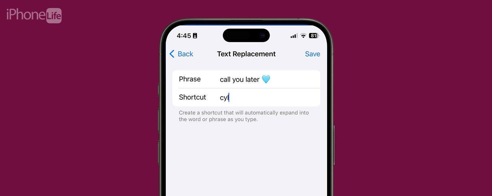 Como crear atajos de texto en iPhone
