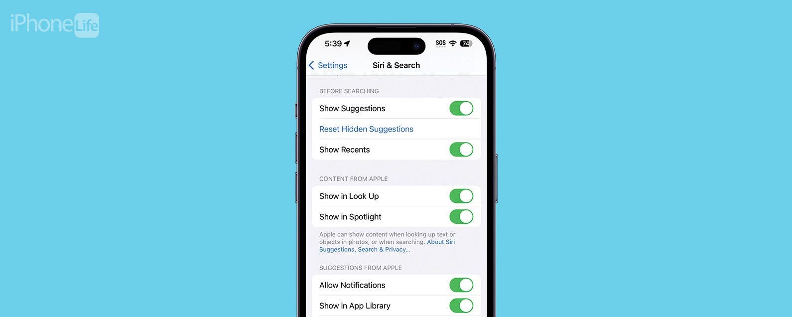 Desactive las sugerencias de Siri en segundos