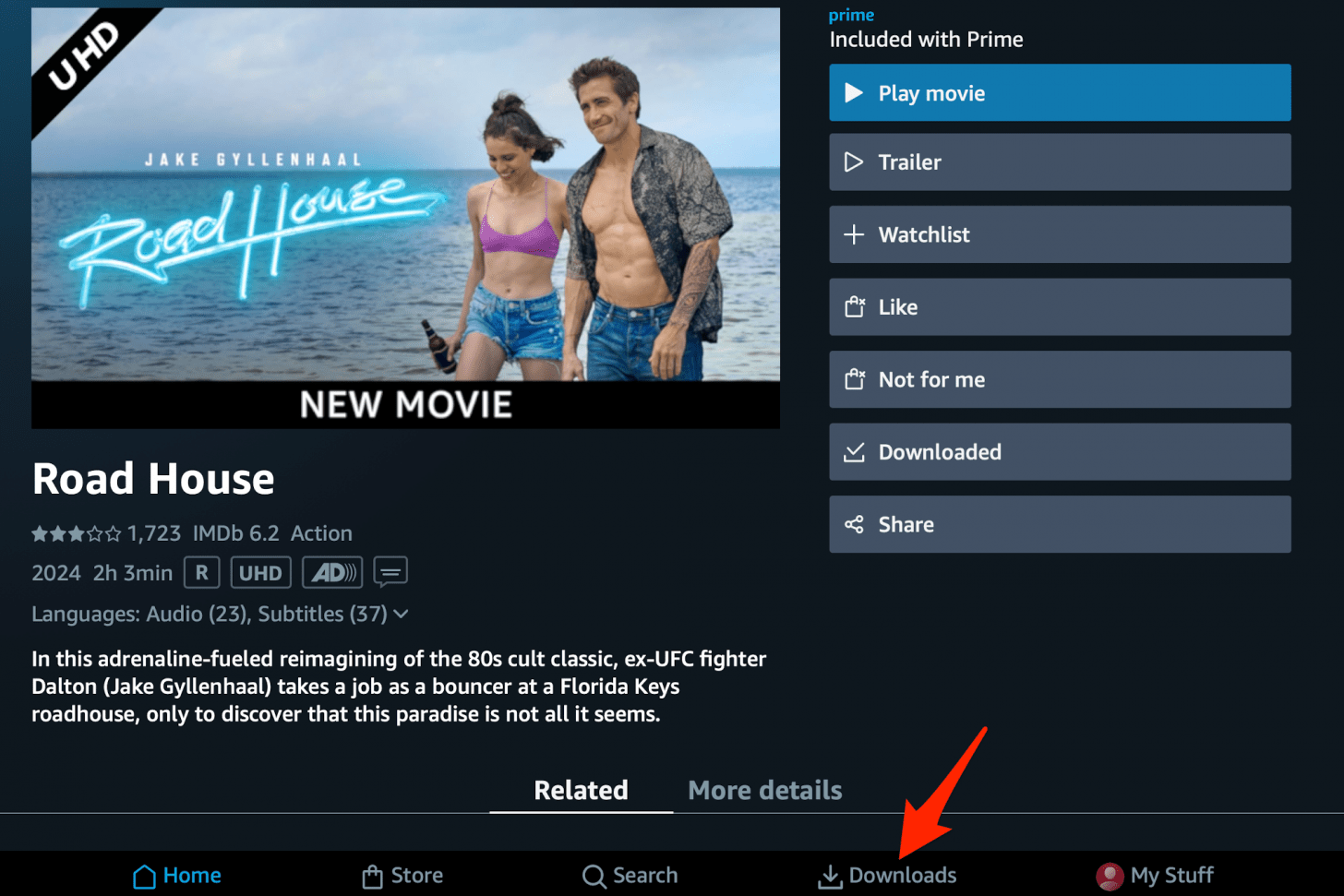 Una vez descargado, podrá encontrarlo en la pestaña Descargado.  Puedes jugarlo directamente desde aquí incluso si no estás conectado.