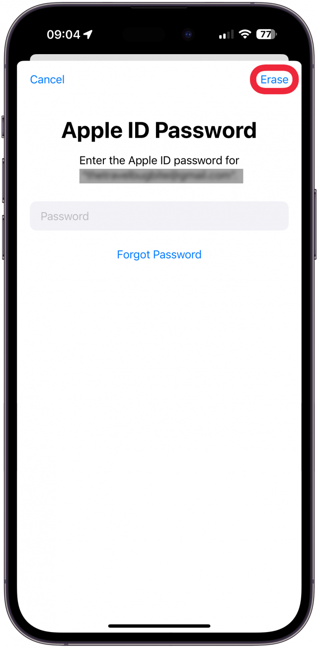 Tendrás que iniciar sesión con la contraseña de tu ID de Apple para confirmar.
