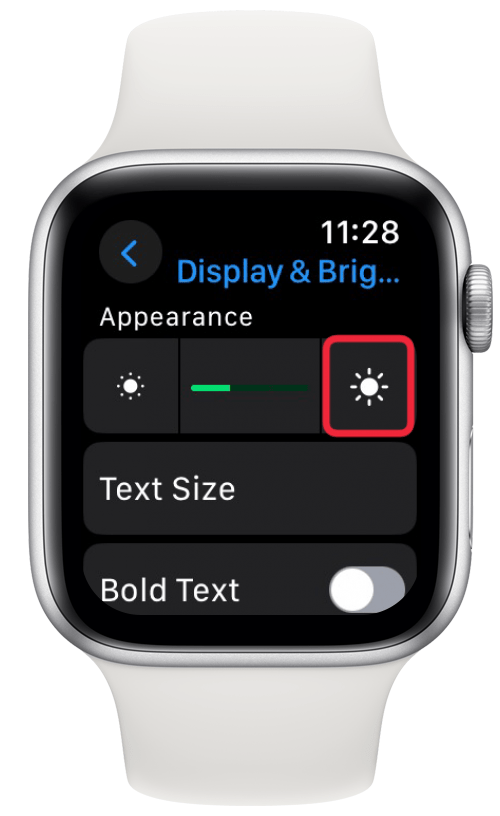 toca el ícono del sol para iluminar la pantalla del Apple Watch