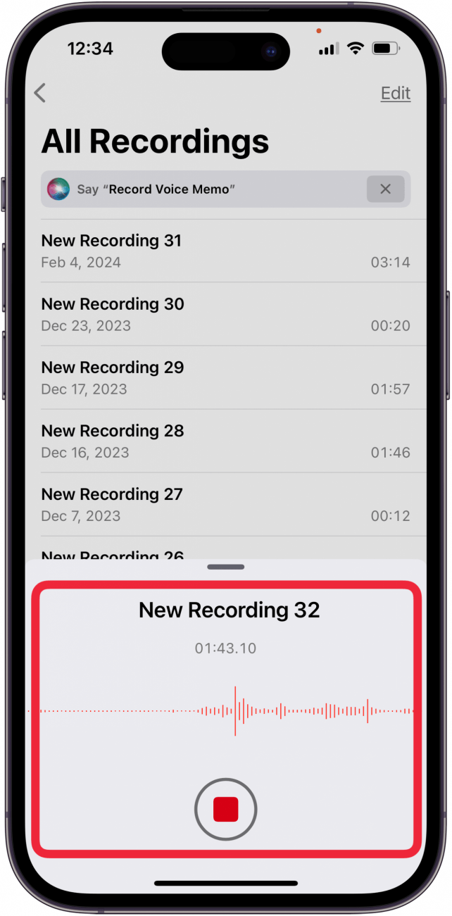 toque el botón rojo de grabación nuevamente para detener la grabación de la llamada en el iphone.PNG