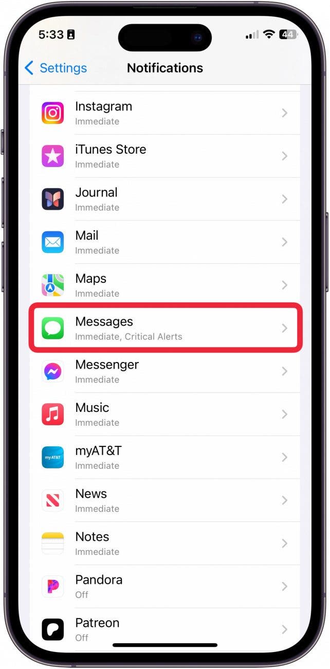 no recibo notificaciones de texto en el iphone