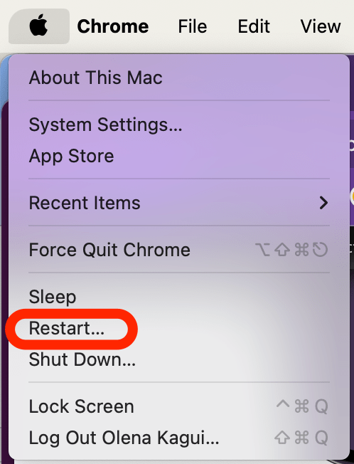 Reiniciar una Mac