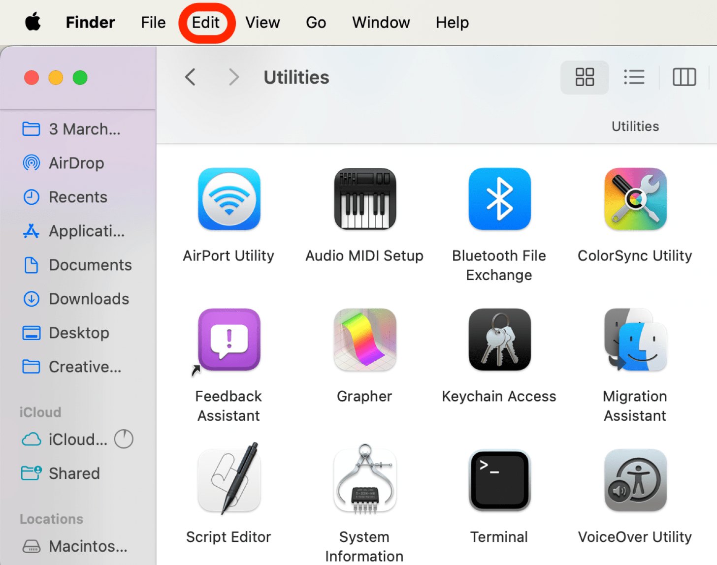 Ahora puede verificar que el portapapeles esté vacío abriendo Finder y luego haciendo clic en Editar.