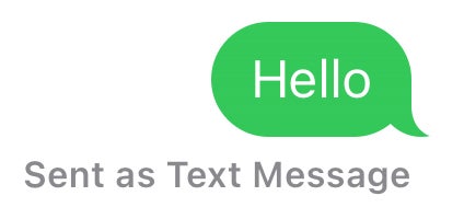 Captura de pantalla de iMessage con burbuja de texto verde y Enviado como mensaje de texto