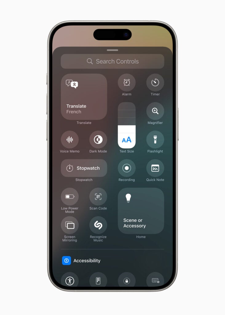 Galería de controles de iOS 18