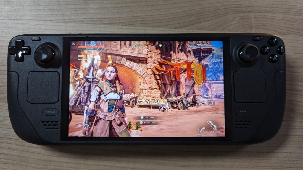 Steam Deck OLED con un juego en pantalla