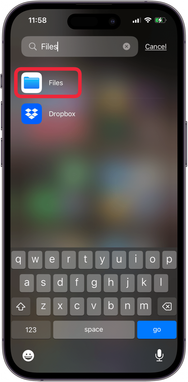 Cómo ver una carpeta oculta con la aplicación Archivos abiertos en iPhone o iPad