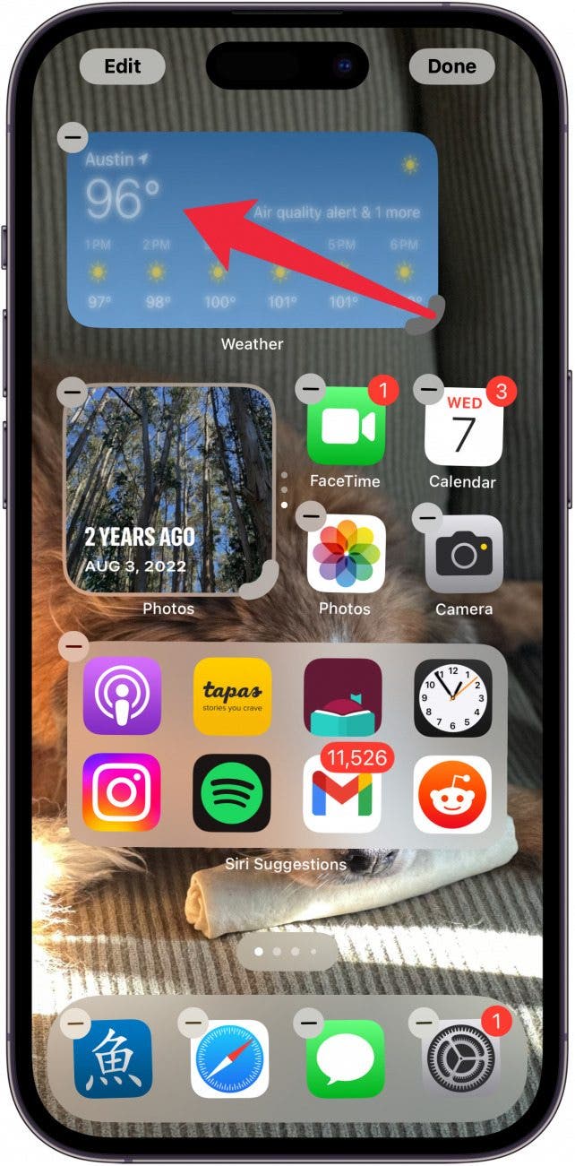 widget de cambio de tamaño