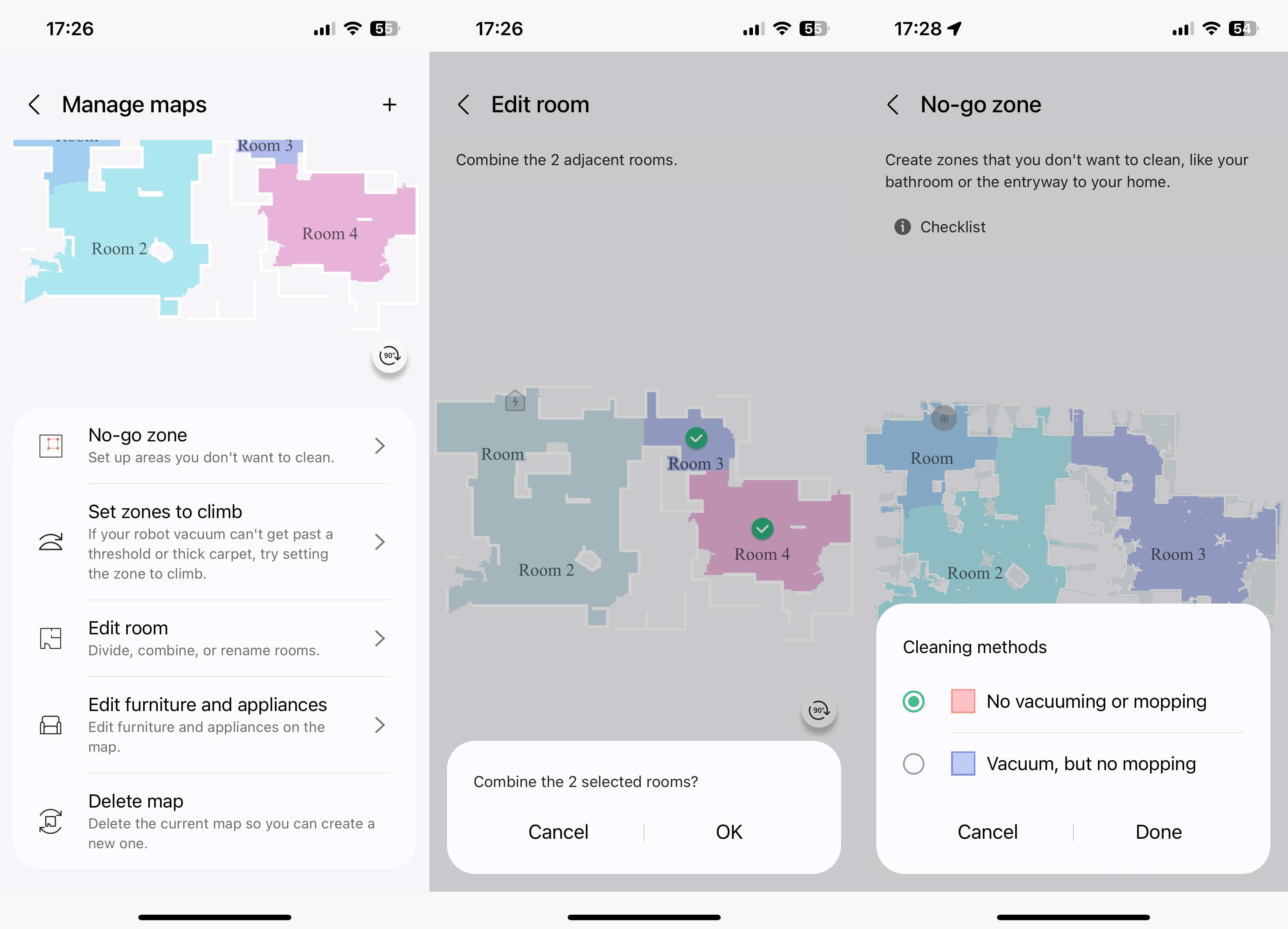 Gestión de mapas con la aplicación de inteligencia artificial Samsung Bespoke Jet Bot Combo